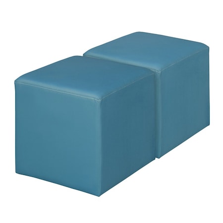 Regency Jean Square Vinyl Ottoman (Set of 2)- Peacock Teal N6263PT2PK